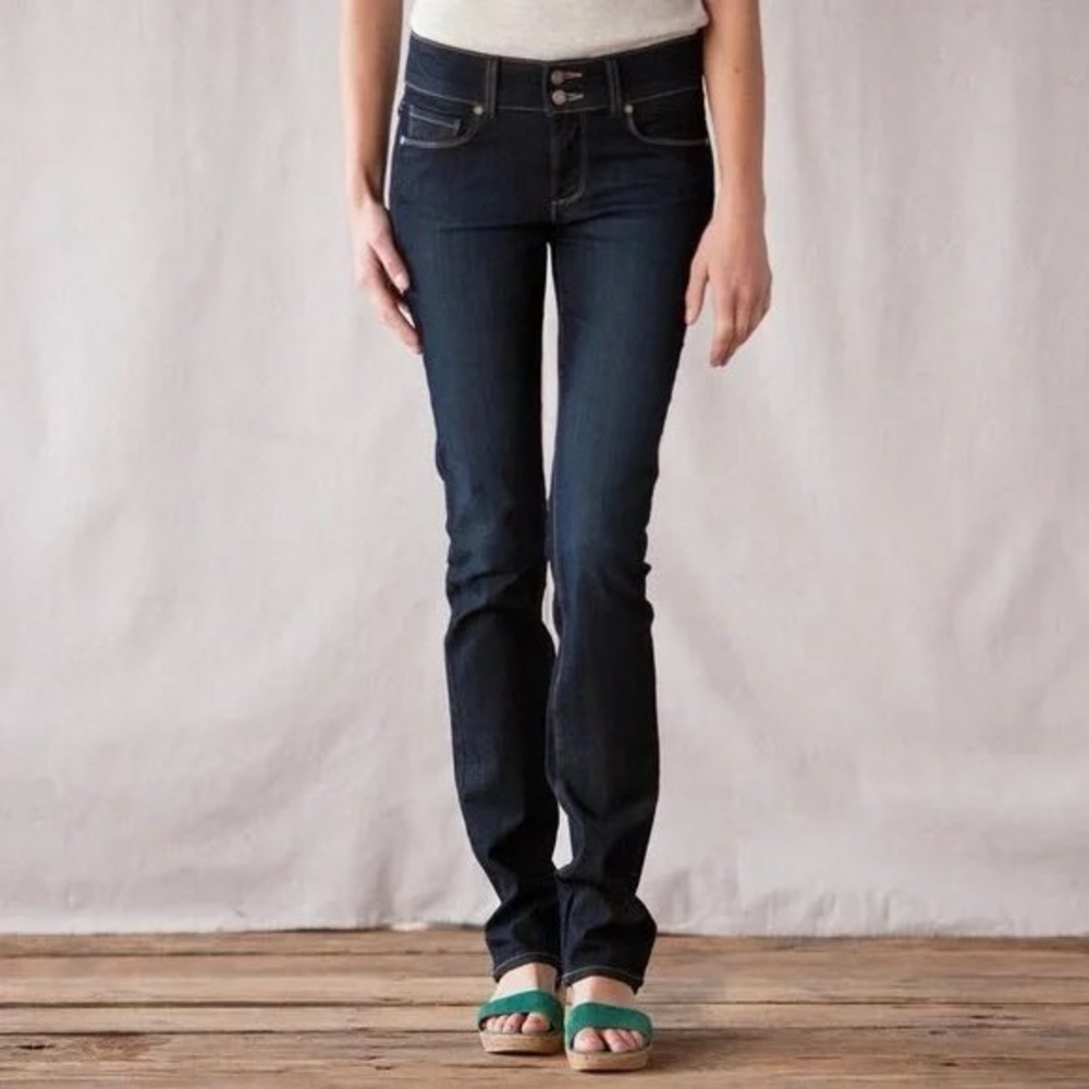 Paige Hidden Hills Low Rise Straight Leg Jeans Dark Double Button Size 25